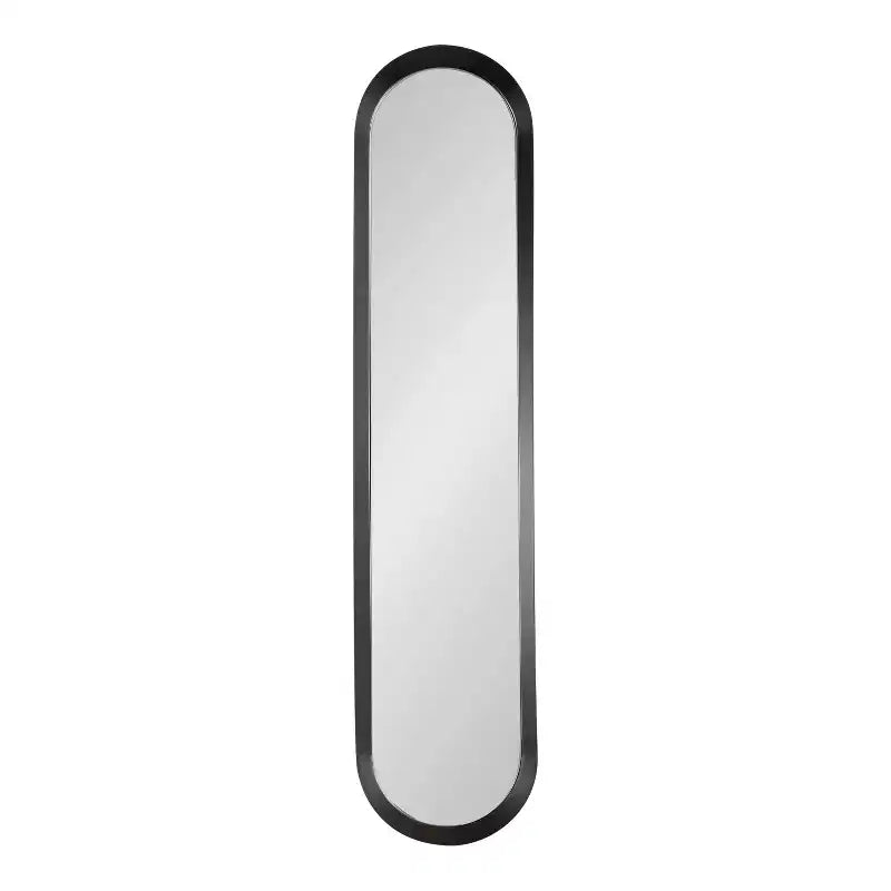 Miroir mural rectangulaire fin à cadre métallique (10"x40") - Noir satiné