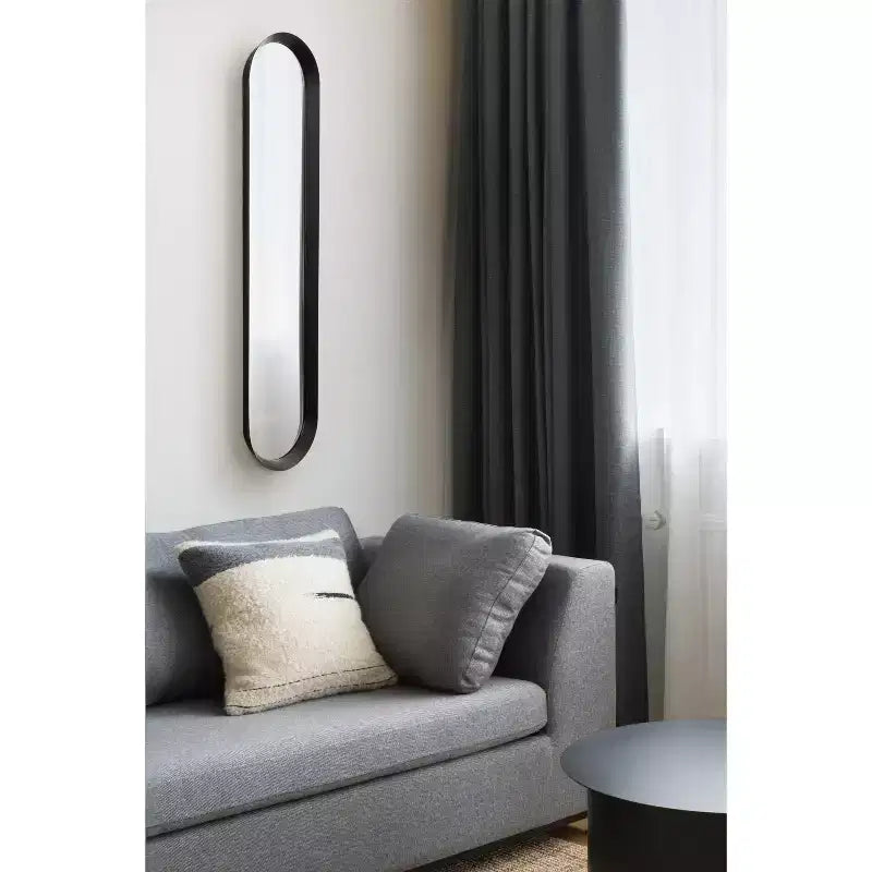Miroir mural rectangulaire fin à cadre métallique (10"x40") - Noir satiné