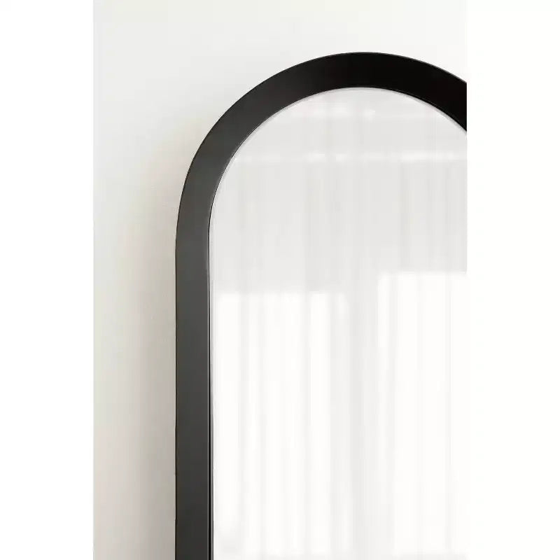 Miroir mural rectangulaire fin à cadre métallique (10"x40") - Noir satiné