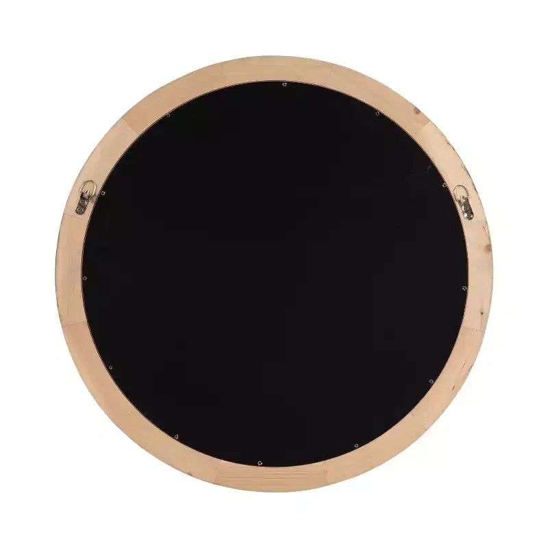 Miroir Rond Côtier Braywood 24" - Cadre en Bois Chevron Tressé, Marron