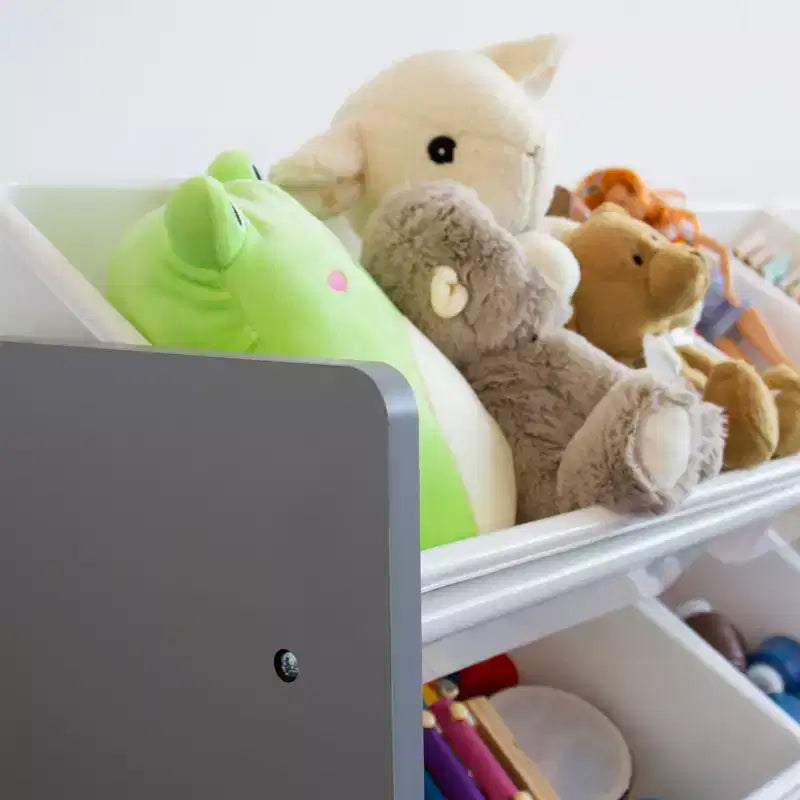 Organisateur de rangement pour jouets à 12 bacs pour enfants - Cadre en MDF, bacs sans BPA, blanc