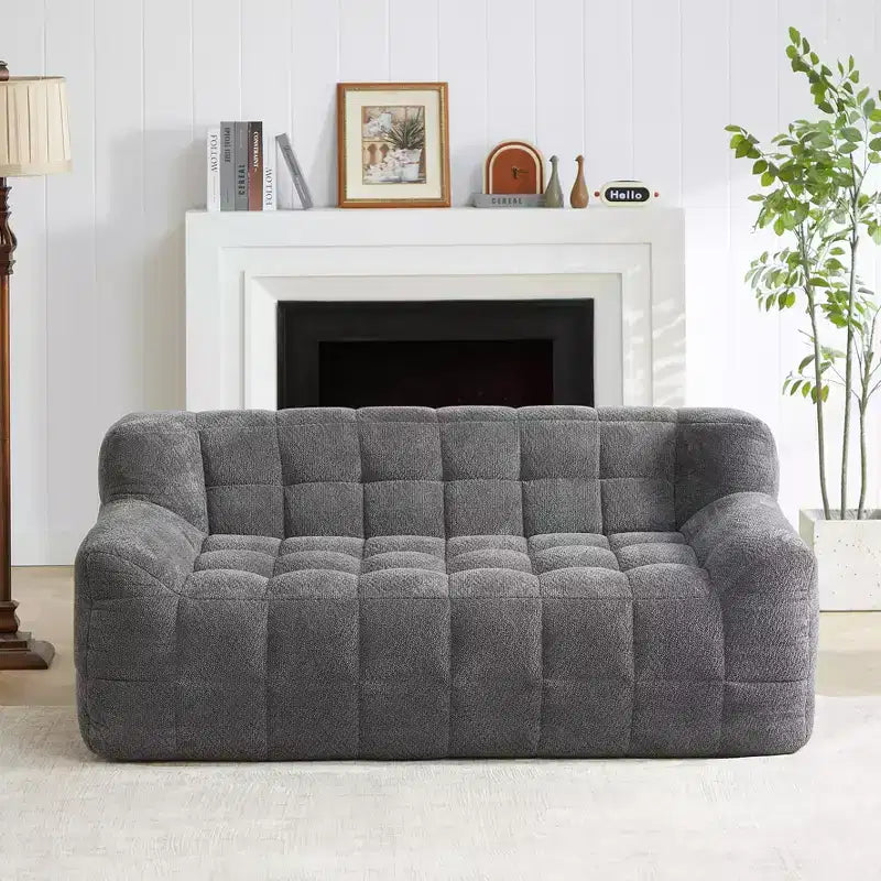 Causeuse en velours capitonné carré de 164 cm – Mousse à mémoire de forme haute densité, canapé 2 places