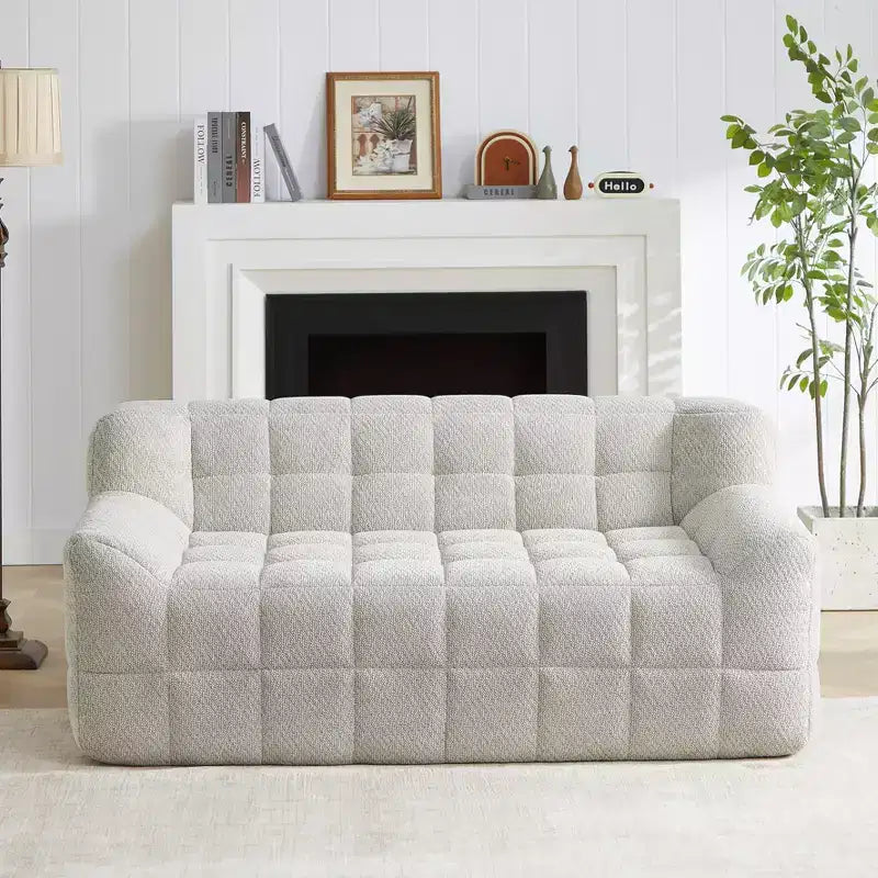 Causeuse en velours capitonné carré de 164 cm – Mousse à mémoire de forme haute densité, canapé 2 places