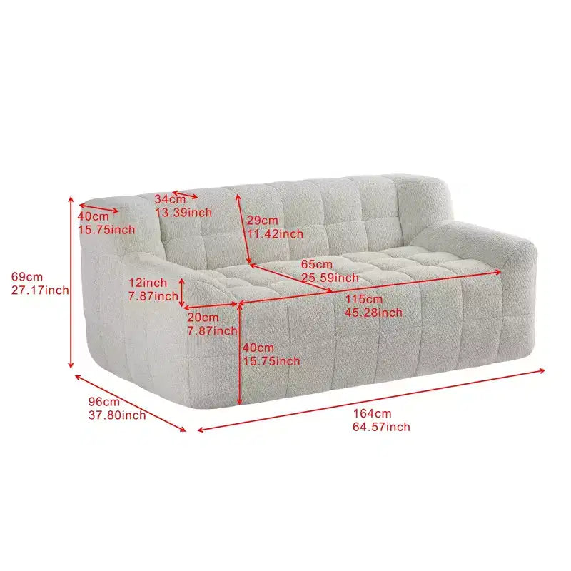 Causeuse en velours capitonné carré de 164 cm – Mousse à mémoire de forme haute densité, canapé 2 places
