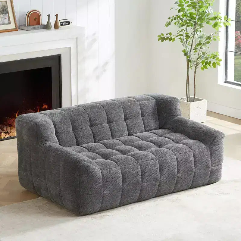 Causeuse en velours capitonné carré de 164 cm – Mousse à mémoire de forme haute densité, canapé 2 places