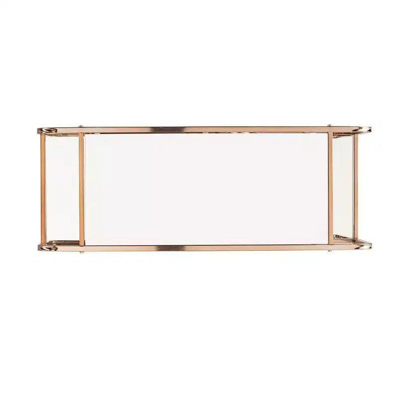 Chariot de bar Art déco à miroir avec 6 étagères et roulettes verrouillables - Doré