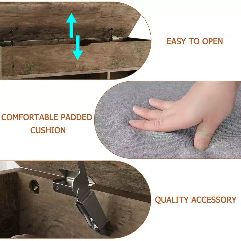Banc de rangement à chaussures rembourré marron avec 2 étagères - Entrée et salon