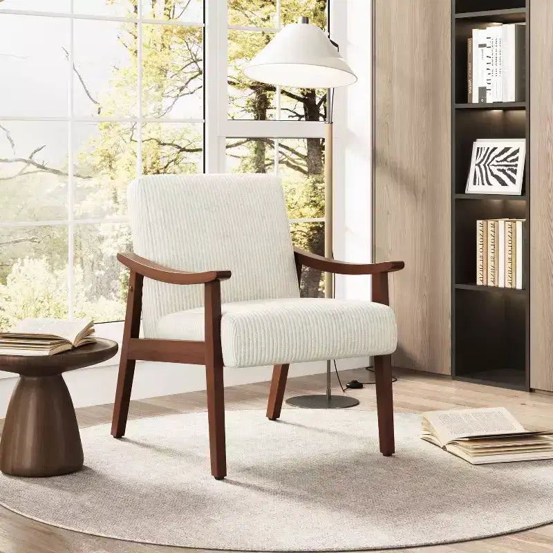 Fauteuil d'appoint en velours côtelé de style Mid-Century - Salon et chambre à coucher