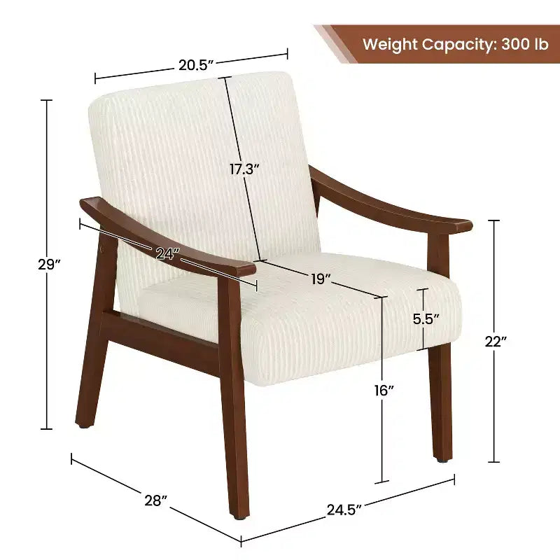 Fauteuil d'appoint en velours côtelé de style Mid-Century - Salon et chambre à coucher