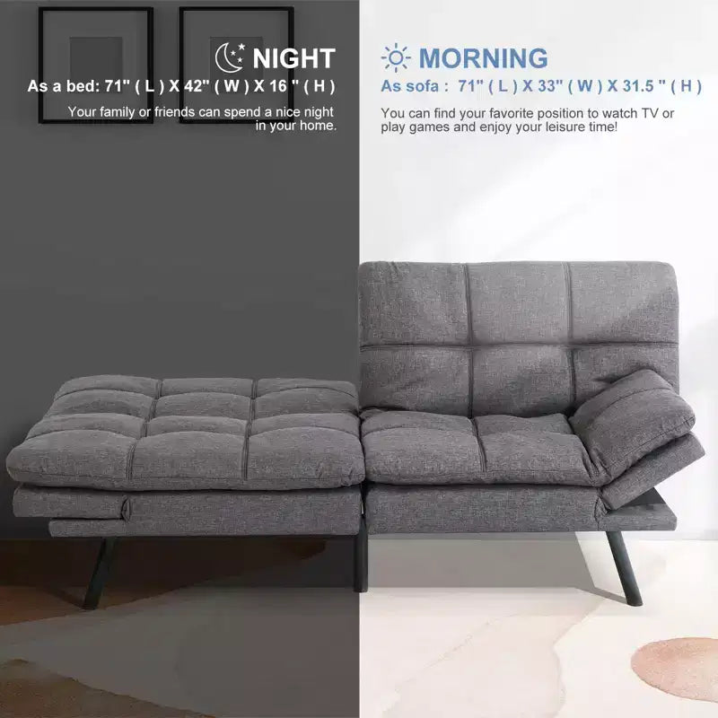 Canapé Futon Convertible avec Mousse à Mémoire de Forme 71" - Banquette-lit Dossier Inclinable