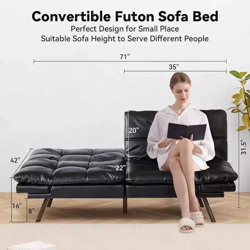 Canapé Futon Convertible avec Mousse à Mémoire de Forme 71" - Banquette-lit Dossier Inclinable