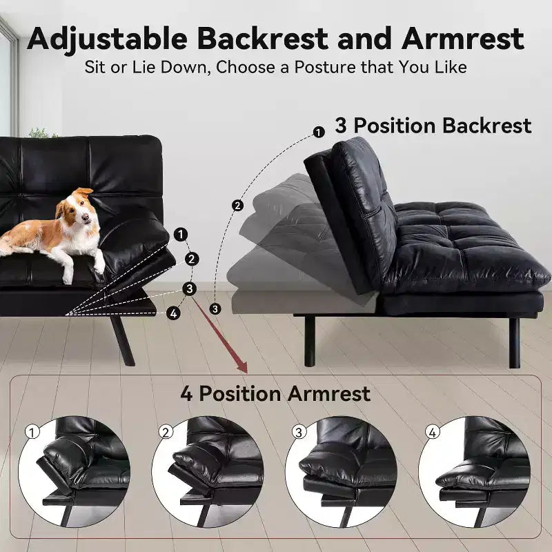 Canapé Futon Convertible avec Mousse à Mémoire de Forme 71" - Banquette-lit Dossier Inclinable