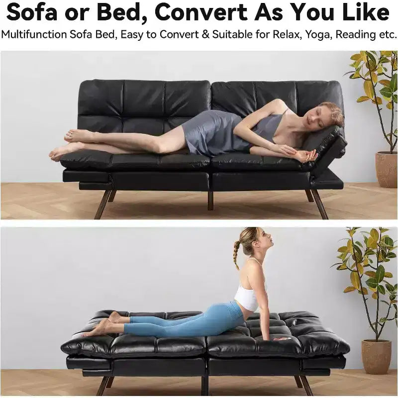 Canapé Futon Convertible avec Mousse à Mémoire de Forme 71" - Banquette-lit Dossier Inclinable