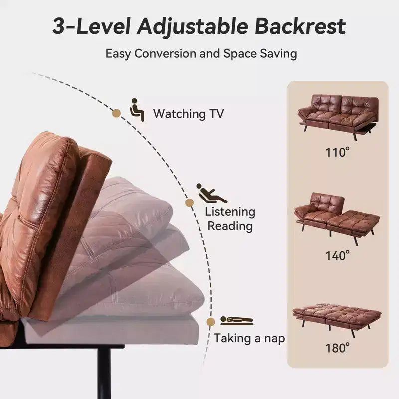 Canapé Futon Convertible avec Mousse à Mémoire de Forme 71" - Banquette-lit Dossier Inclinable