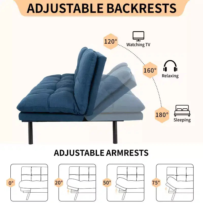 Canapé Futon Convertible avec Mousse à Mémoire de Forme 71" - Banquette-lit Dossier Inclinable
