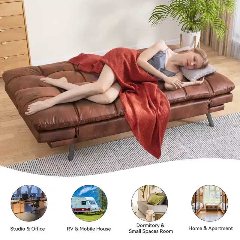 Canapé Futon Convertible avec Mousse à Mémoire de Forme 71" - Banquette-lit Dossier Inclinable