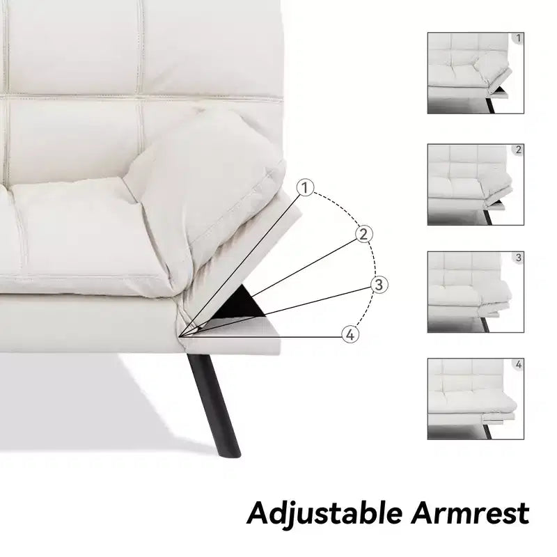 Canapé Futon Convertible avec Mousse à Mémoire de Forme 71" - Banquette-lit Dossier Inclinable
