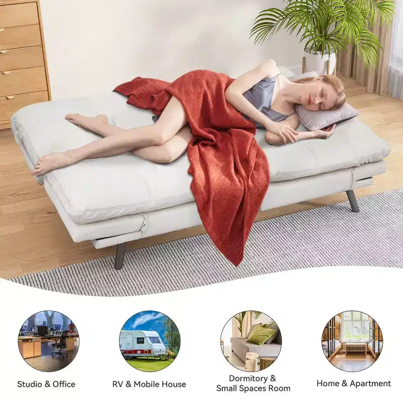 Canapé Futon Convertible avec Mousse à Mémoire de Forme 71" - Banquette-lit Dossier Inclinable