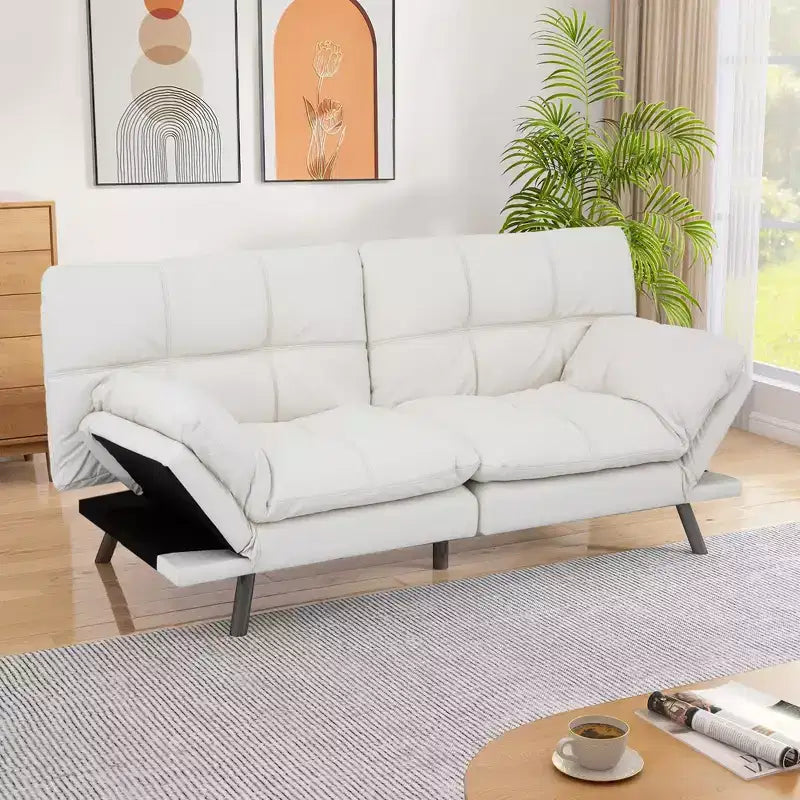 Canapé Futon Convertible avec Mousse à Mémoire de Forme 71" - Banquette-lit Dossier Inclinable