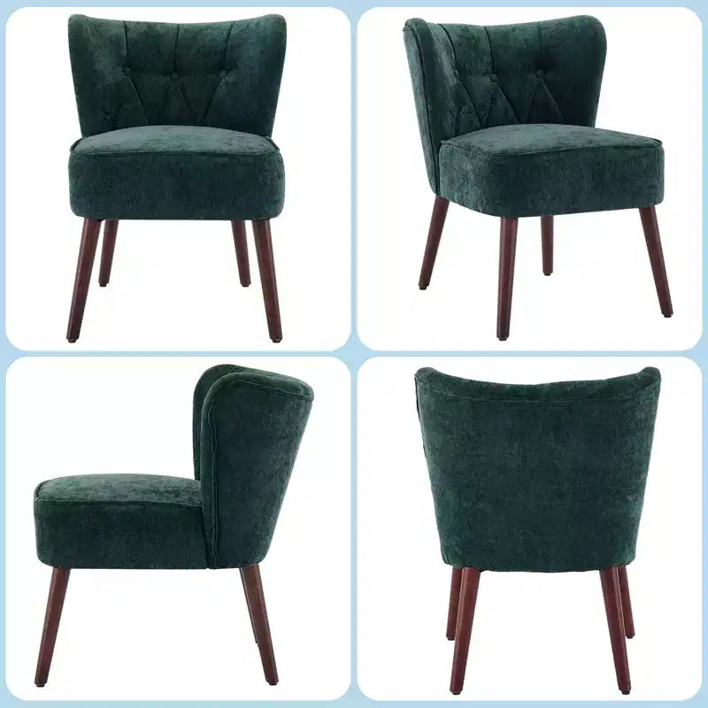 Fauteuil crapaud moderne sans accoudoirs - Velours capitonné, pieds en bois, pour salon et chambre