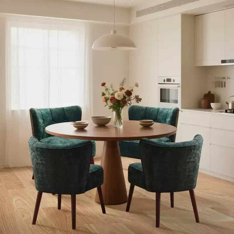 Fauteuil crapaud moderne sans accoudoirs - Velours capitonné, pieds en bois, pour salon et chambre