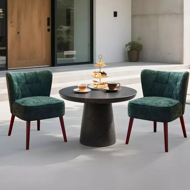 Fauteuil crapaud moderne sans accoudoirs - Velours capitonné, pieds en bois, pour salon et chambre