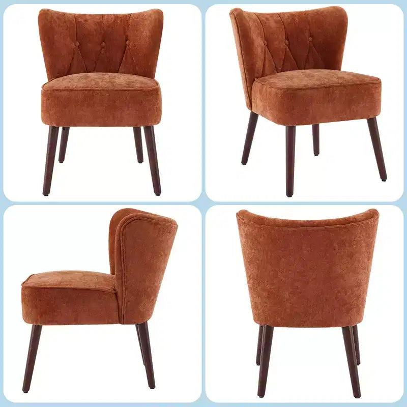 Fauteuil crapaud moderne sans accoudoirs - Velours capitonné, pieds en bois, pour salon et chambre