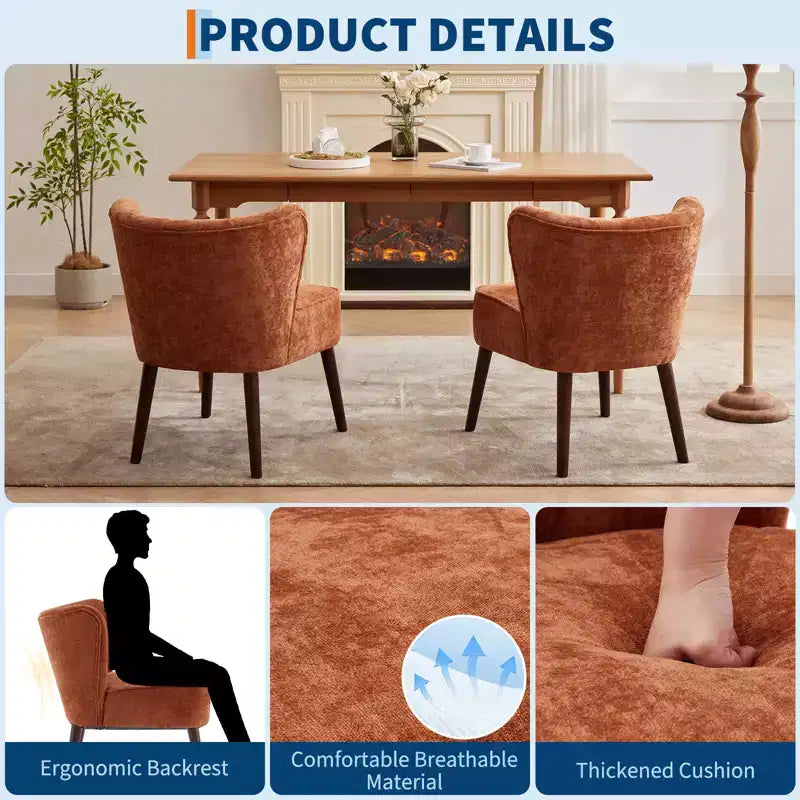 Fauteuil crapaud moderne sans accoudoirs - Velours capitonné, pieds en bois, pour salon et chambre