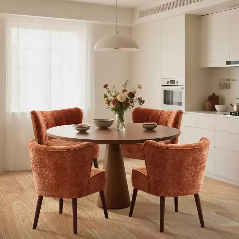 Fauteuil crapaud moderne sans accoudoirs - Velours capitonné, pieds en bois, pour salon et chambre
