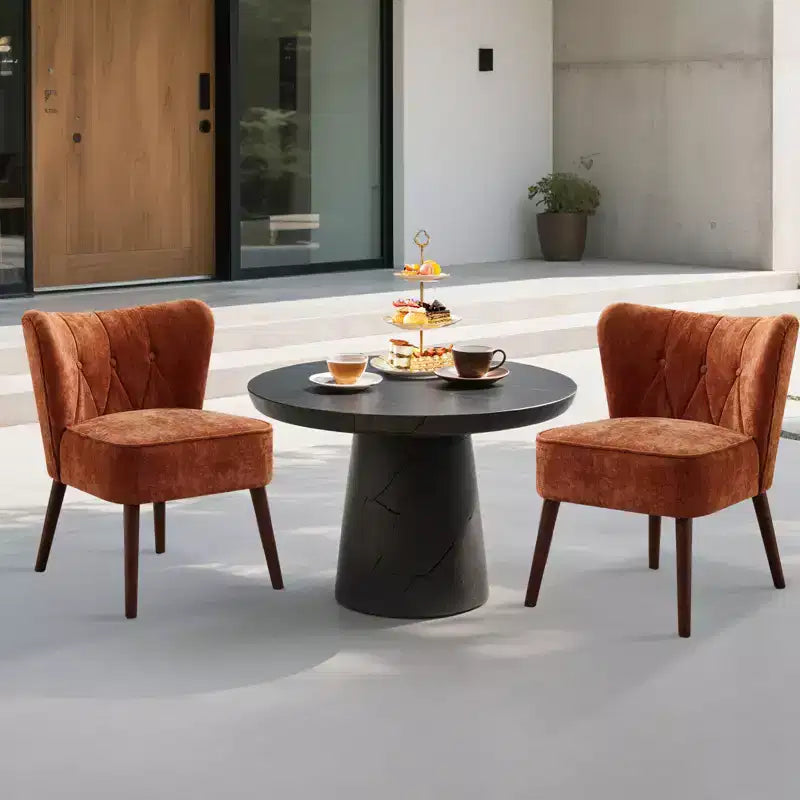 Fauteuil crapaud moderne sans accoudoirs - Velours capitonné, pieds en bois, pour salon et chambre