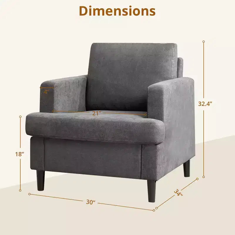 Fauteuil d'appoint moderne du milieu du siècle - Fauteuil en lin rembourré pour salon, chambre et bureau