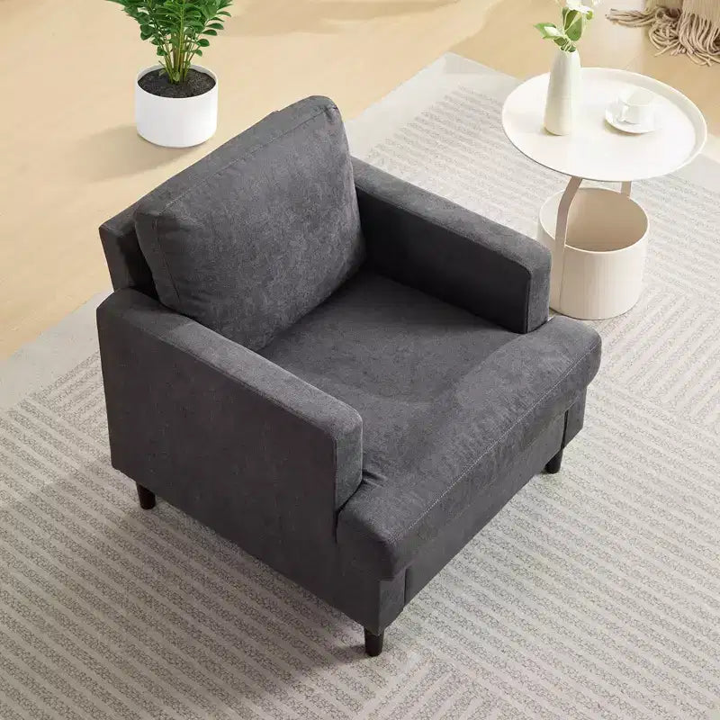 Fauteuil d'appoint moderne du milieu du siècle - Fauteuil en lin rembourré pour salon, chambre et bureau