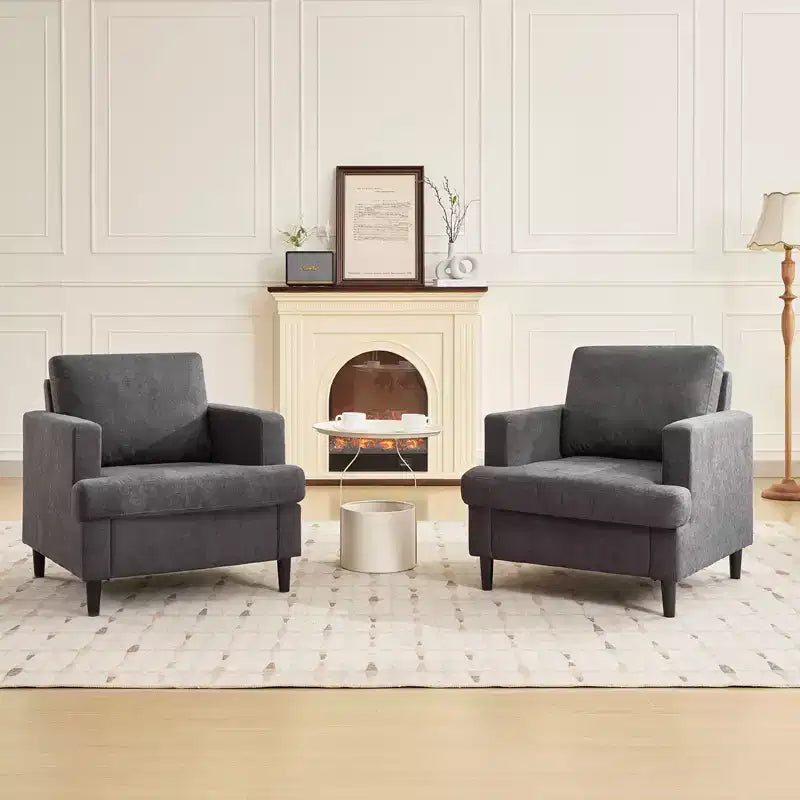 Fauteuil d'appoint moderne du milieu du siècle - Fauteuil en lin rembourré pour salon, chambre et bureau