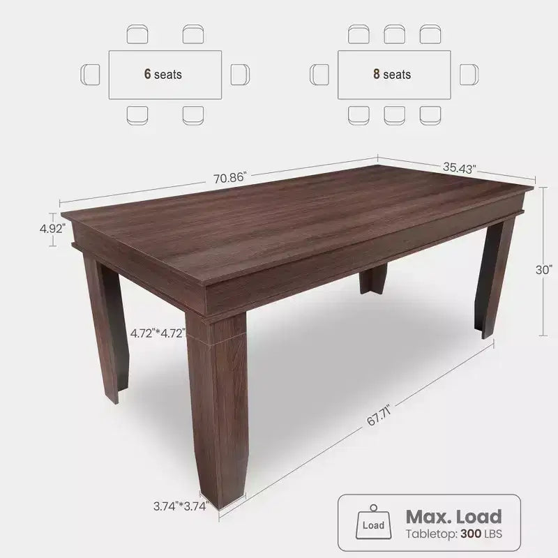 Table de salle à manger de ferme 180 cm - Marron, 6 à 8 places