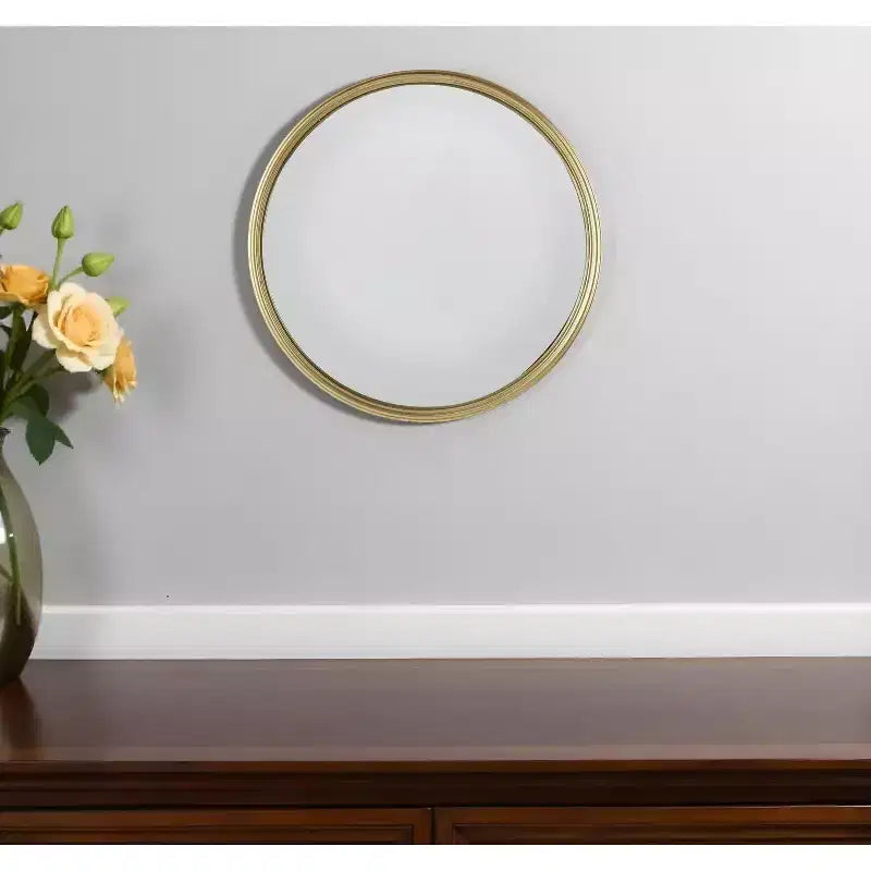 Miroir mural décoratif rond en fer doré texturé de 10 po