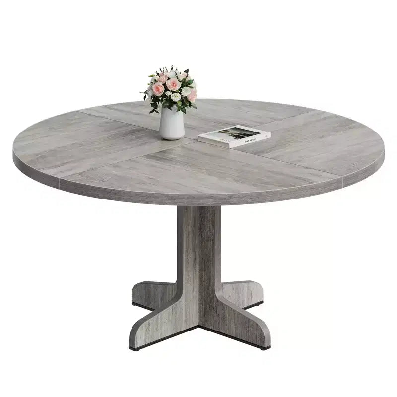 Table à manger ronde de 120 cm pour 4 personnes, pieds incurvés, table de salle à manger moderne, base stable, pour cuisine