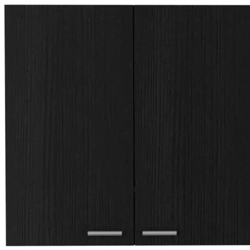 Meuble mural d'appoint en bois noir de 150 cm avec cinq étagères