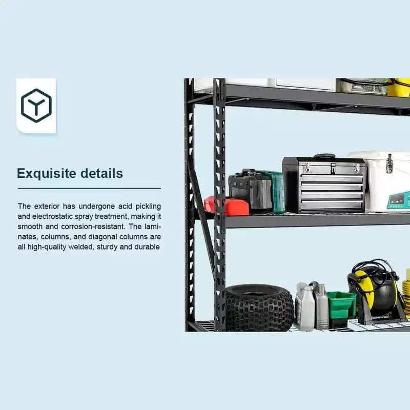 Étagère de garage robuste à 3 niveaux – Capacité de 2721 kg, hauteur réglable, noire