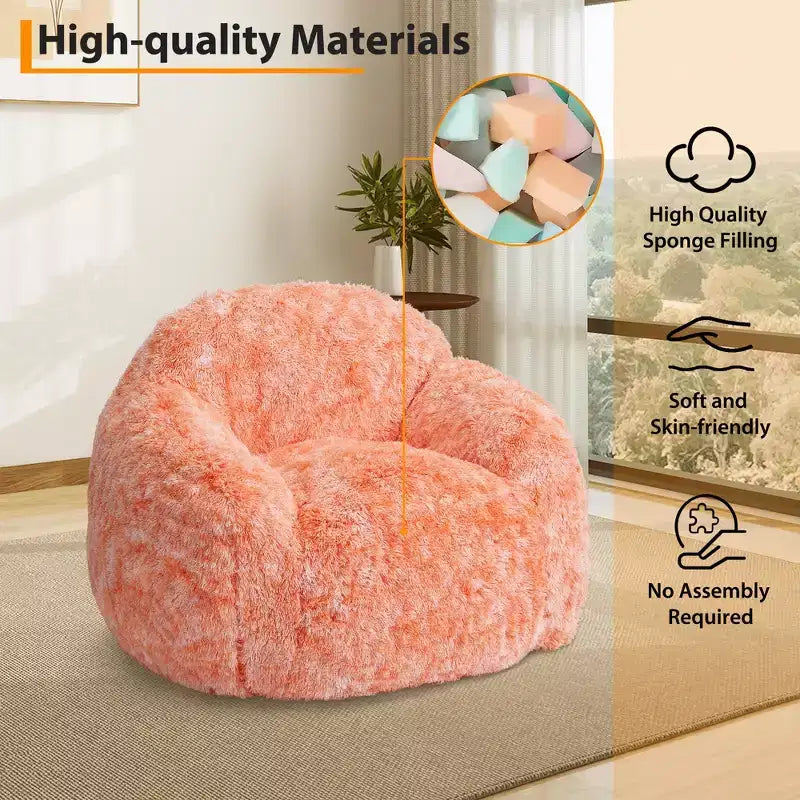 Fauteuil pouf en fausse fourrure pour adulte avec accoudoirs - Canapé de sol en mousse haute densité