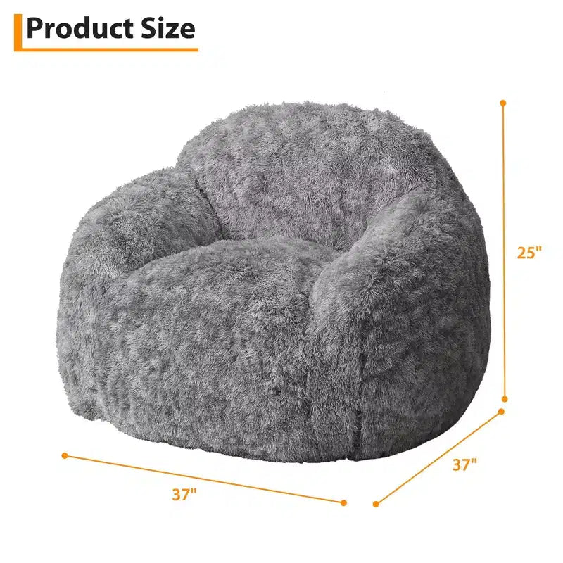Fauteuil pouf en fausse fourrure pour adulte avec accoudoirs - Canapé de sol en mousse haute densité