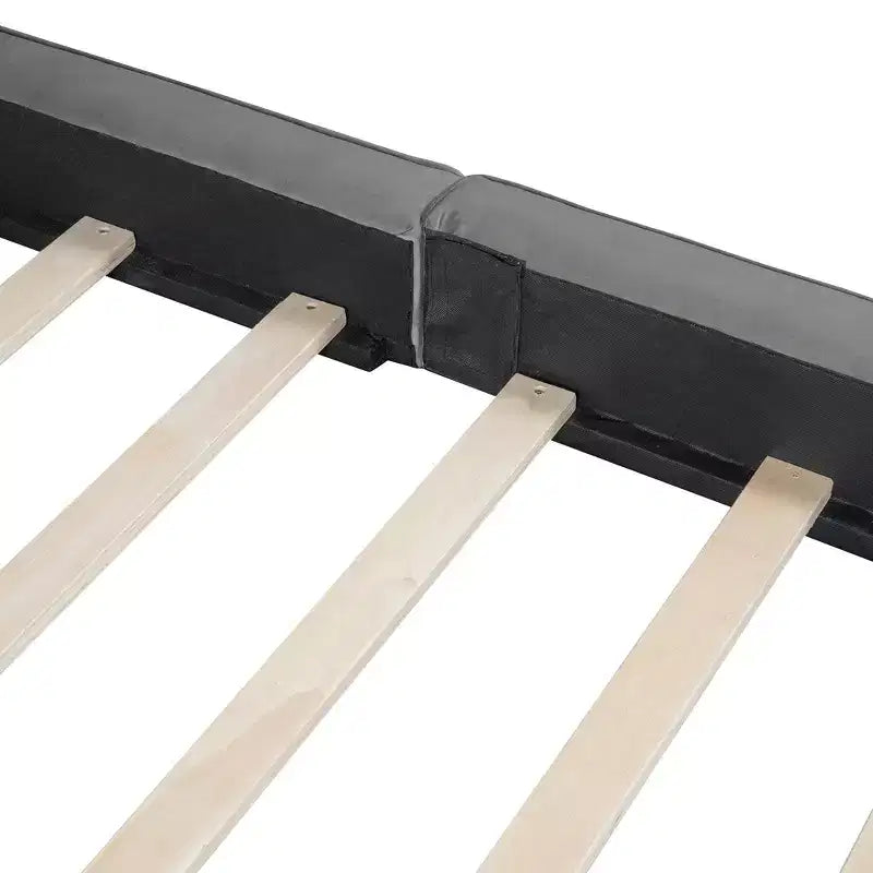 Lit plateforme rembourré en velours de taille Queen - Cadre au sol, capacité de 227 kg
