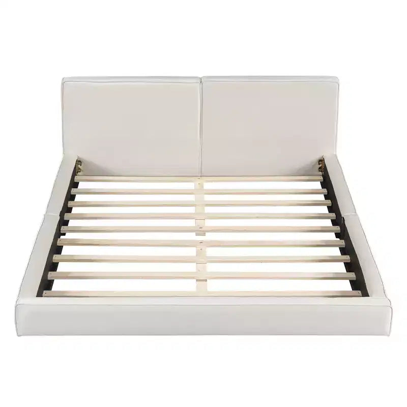 Lit plateforme rembourré en velours de taille Queen - Cadre au sol, capacité de 227 kg