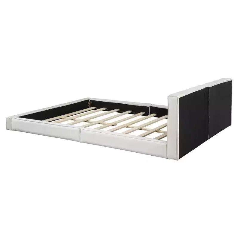 Lit plateforme rembourré en velours de taille Queen - Cadre au sol, capacité de 227 kg