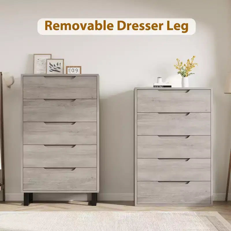 Commode verticale à 5 tiroirs – Meuble de rangement en bois pour chambre et salon