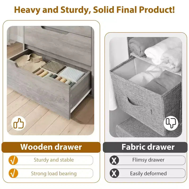 Commode verticale à 5 tiroirs – Meuble de rangement en bois pour chambre et salon