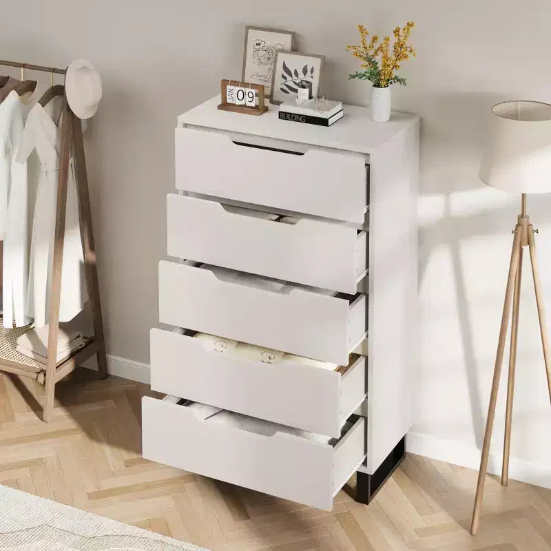 Commode verticale à 5 tiroirs – Meuble de rangement en bois pour chambre et salon