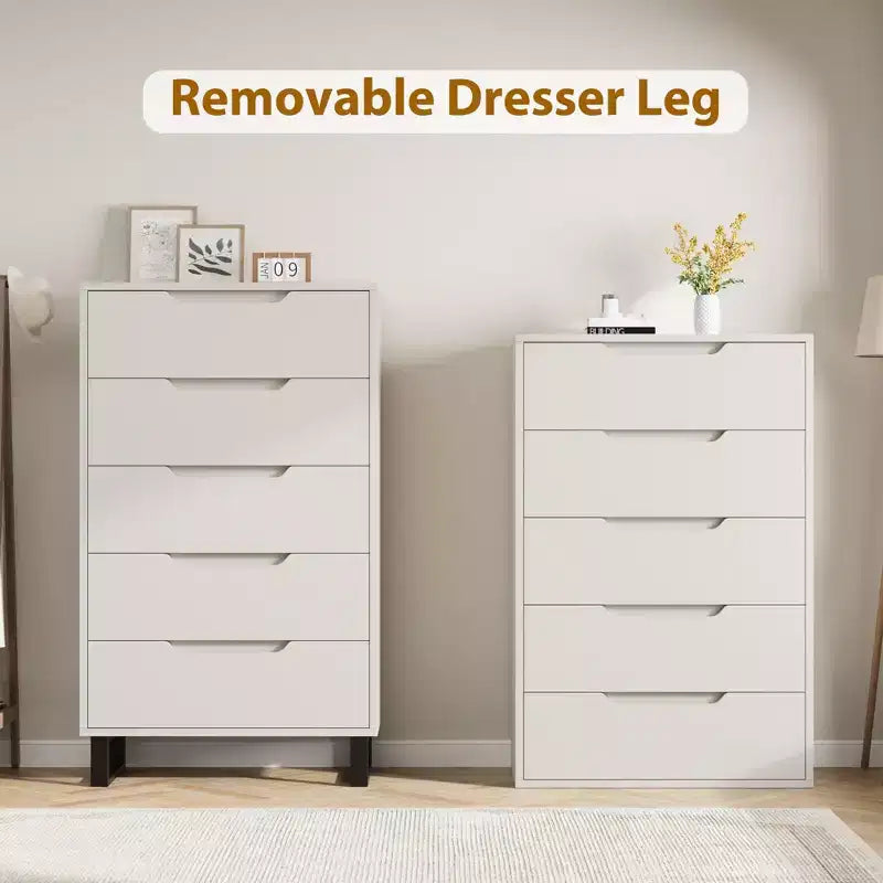 Commode verticale à 5 tiroirs – Meuble de rangement en bois pour chambre et salon