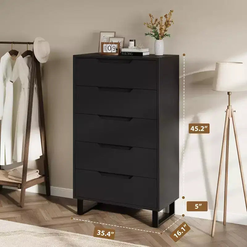 Commode verticale à 5 tiroirs – Meuble de rangement en bois pour chambre et salon