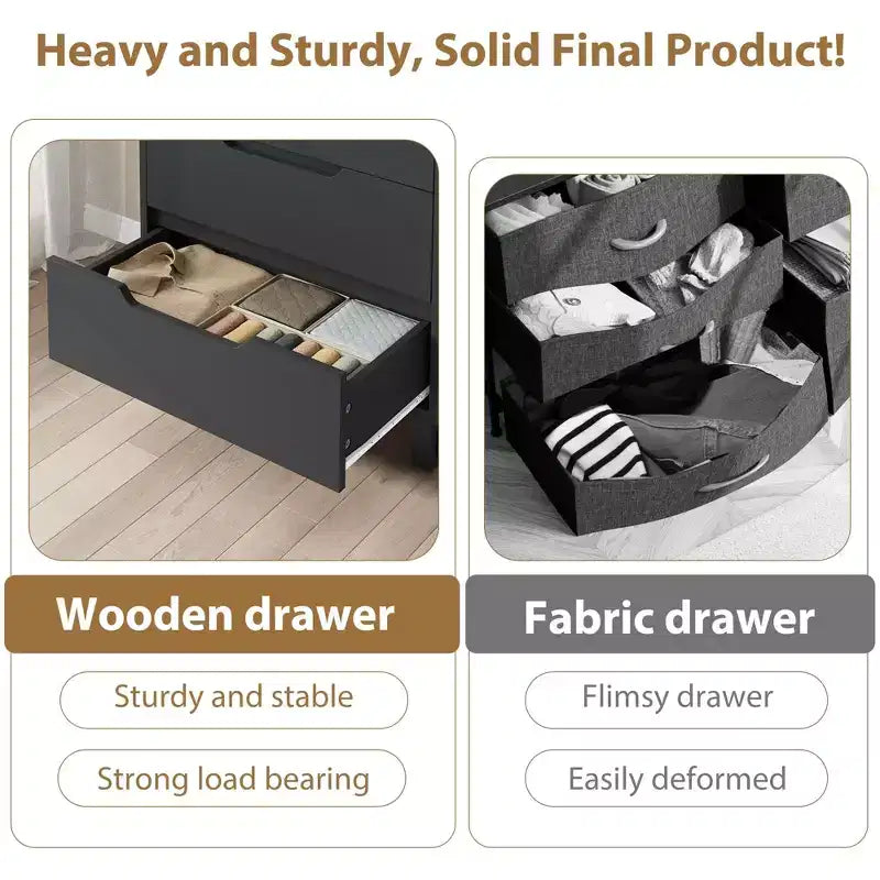 Commode verticale à 5 tiroirs – Meuble de rangement en bois pour chambre et salon