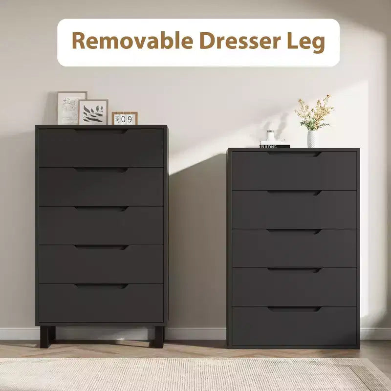 Commode verticale à 5 tiroirs – Meuble de rangement en bois pour chambre et salon